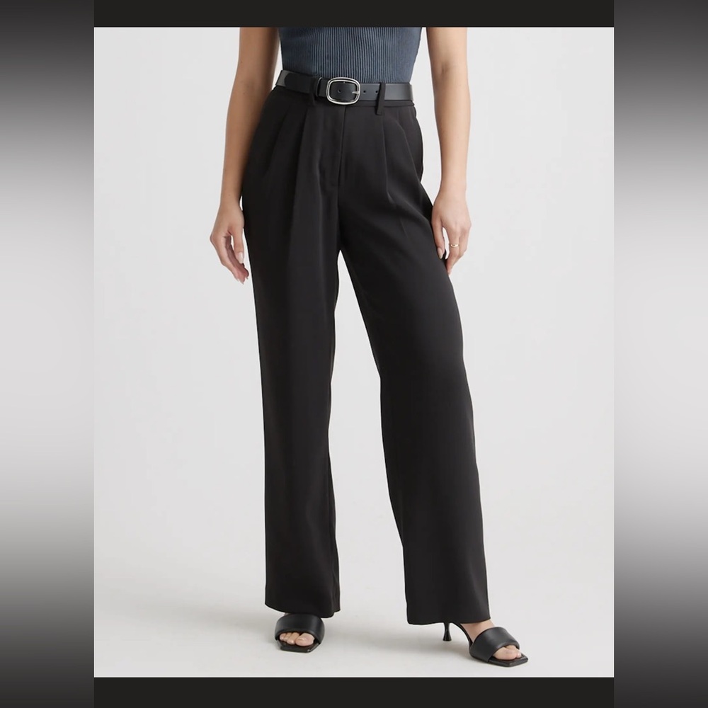 Quince Stretch Crepe Pleated Wide Leg Pants